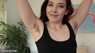Ember Stone rubs her hairy crotch for you
