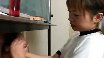 Japanese cutie Itsuki Wakana wanks a hard dick uncensored