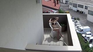 Spying my teeny neighbour masturbating on her balcony