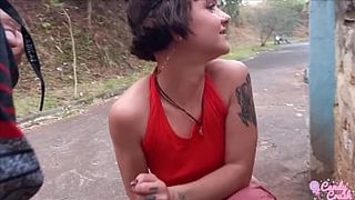 sexy youngster was peeing in public and had to blow a humongous cock