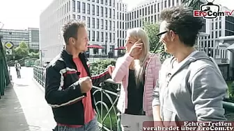 STREET FLIRT - German blonde youngster picked up for anal threesome