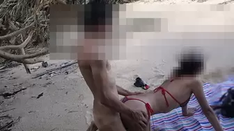 Thai amateurs lovers Brazilian bikini beach sex