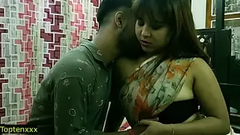 Indian pretty Sweet model sex with teenie man at home! with clear hindi audio! sharee sex