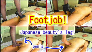 Footjob! Trampling on the prick by Thai hottie's barefoot! By shoes! By dark stocking!