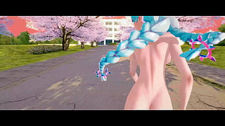Kiana Kaslana Anime Nude Dance Outside Honkai Impact MMD 3D Blue Hair (CLIP)