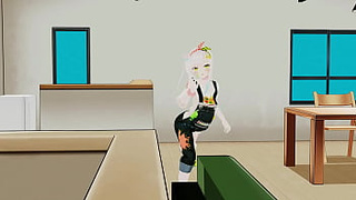 Airani Lofifteen Asian cartoon Hololive Vtuber Undress Dance Cupid Song MMD 3D Yellow Eyes (CLIP)