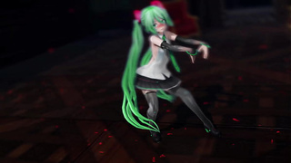 Miku Hatsune Undress Dance Asian cartoon Twat Plug Toy Reversible Campaign Song MMD 3D Green Hair (CLIP)